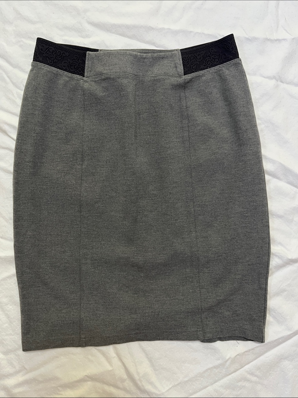 Blue Sky Clothing Vancouver Heather Gray Knit Pencil Skirt Elastic Insets M